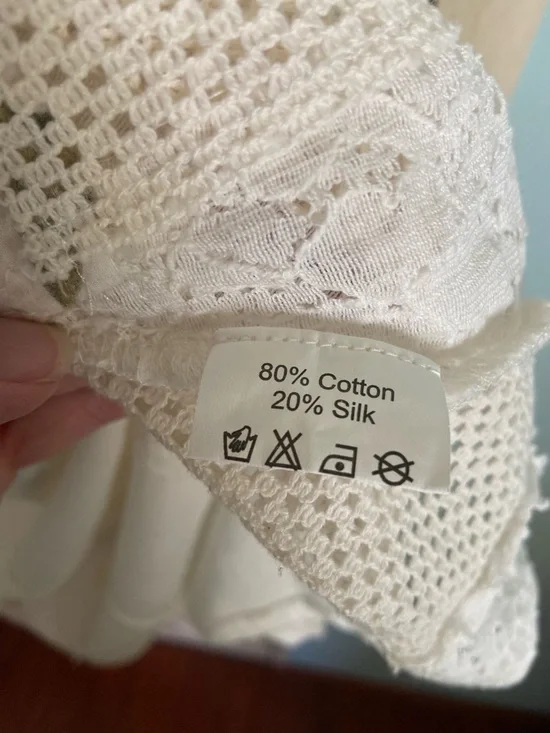 PAPER LACE Floral White Patchwork Long Kimono Duster Sz Small - Picture 10 of 10